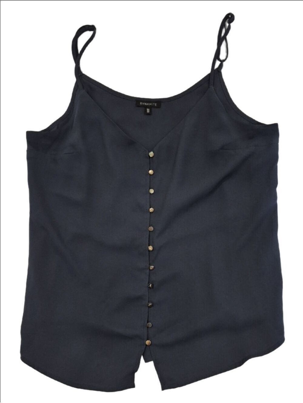 FNavy Spaghetti Strap Tank Top With Silver Front Buttons G/L